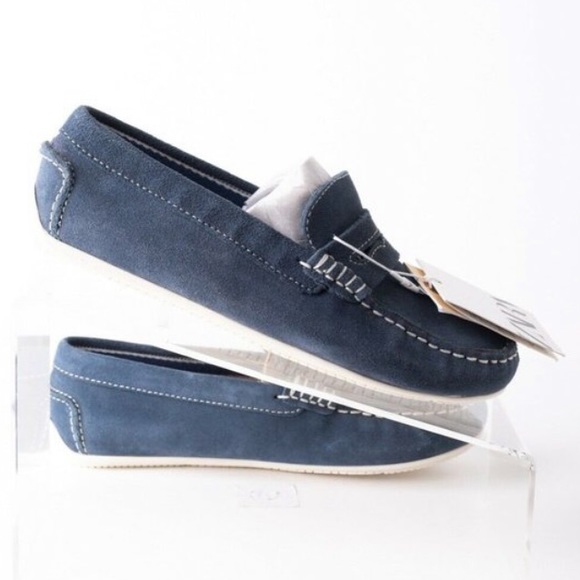 𝗡𝗪𝗧 𝗭𝗮𝗿𝗮 • Blue Leather Penny Loafers - Picture 8 of 14
